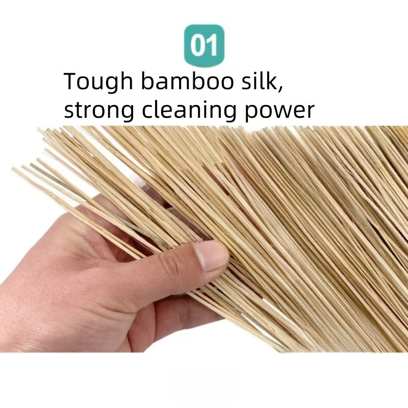 Multi-functional Bamboo Silk Angled Broom designed for Hard Floors and Outdoor Use - Ideal for Clearing Snow, Leaves, and Roads