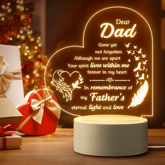 USB-Powered Memorial Acrylic Frame for Loss of Dad, Bereavement Remembrance and Condolence Present. Eternal Tribute to Father's Spirit with Operating Voltage of ≤36V. Honor Father's Presence and Bond in Memory.