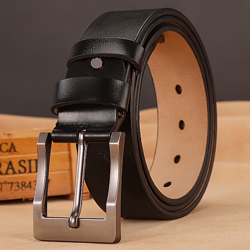 Genuine leather belt with large needle buckle, perfect gift for Valentine's Day.