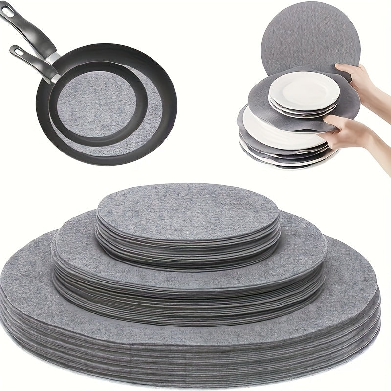 Set of 12 Round Felt Pot Holders and Plate Dividers - Comes in 3 Sizes, Scratch and Heat Resistant, Ideal for Protecting Cookware, Plates, and for Storage. Made of PC Material, No Electricity Required