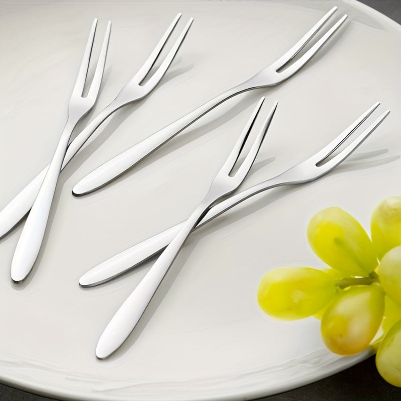 10-piece stainless steel fork set for desserts, fruits, nuts, and salads. Versatile for use at home, restaurants, and parties.