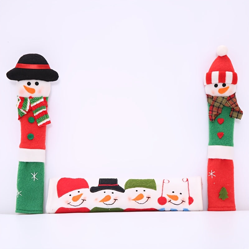 Christmas Snowman oven door handle cover to bring holiday cheer to your kitchen. Made of cloth, heat-resistant and festive for the holiday season. Perfect accessory for your microwave oven. Make your kitchen merry and bright with this holiday decor piece.