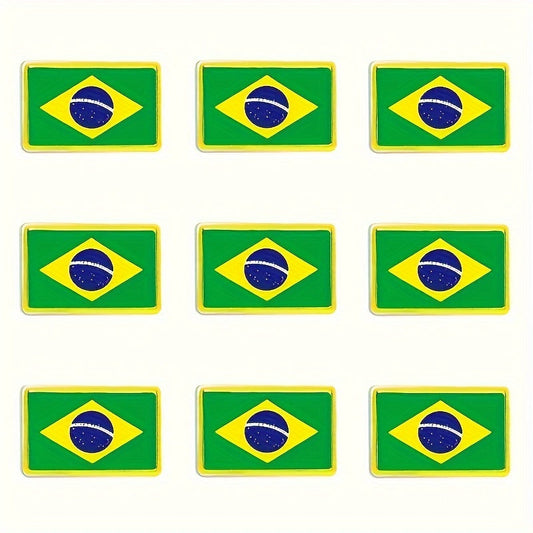 Vintage style 20-Pack of Brazilian Flag Enamel Pins, Square Alloy Brooches, Fun Fashion Accessories for Women