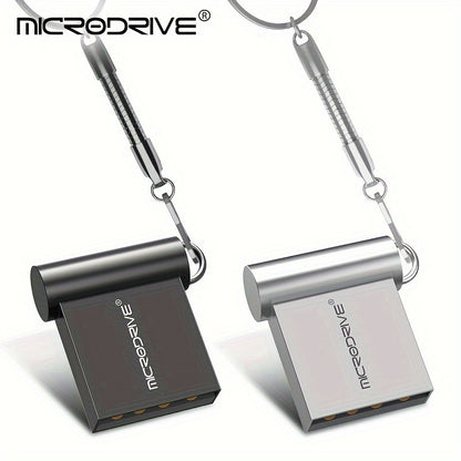 MICRODRIVE Super Mini Metal USB 2.0 Flash Drive with Keychain - Available in 16GB, 32GB, 64GB