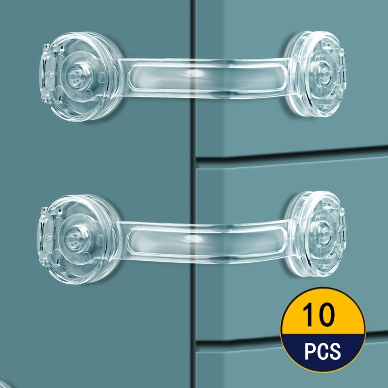 Set of 10 Child Safety Cabinet Locks - Clear, BPA-Free Polyethylene for Drawers, Refrigerators, Cupboards & Pantries