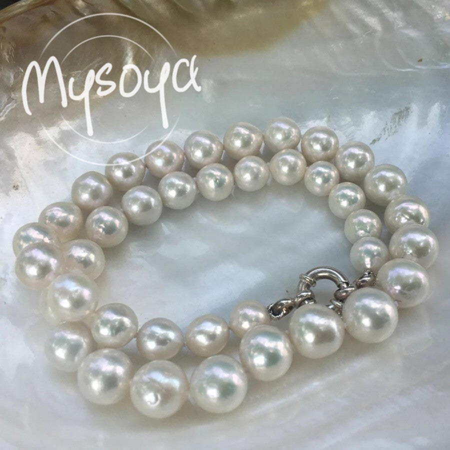 Luxurious Handmade Freshwater Pearl Necklace - 9-11mm, Comes in a Beautiful Gift Box - Ideal for Birthdays, Anniversaries, Weddings, and Special Occasions, Suitable for Daily Wear or Parties, Great for Thanksgiving, Christmas, and Valentine's Day.