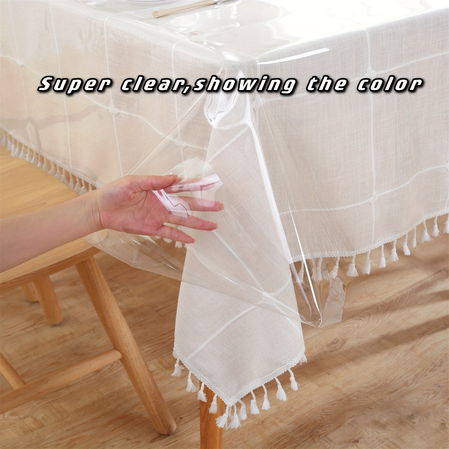 1pc PVC tablecloth upgraded for durability and stain, liquid, and heat resistance. Easy to clean and suitable for home use in various settings as a protective cover and decorative piece.