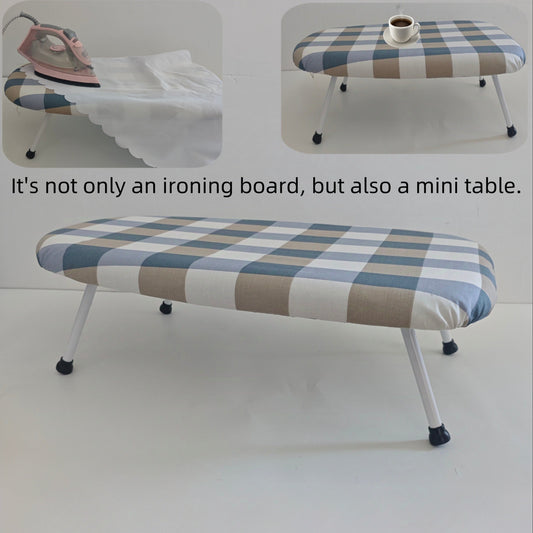 A durable plastic plaid ironing board with a table function, large foldable clothes ironing stand that does not require electricity. An essential item for the home with a compact storage design.