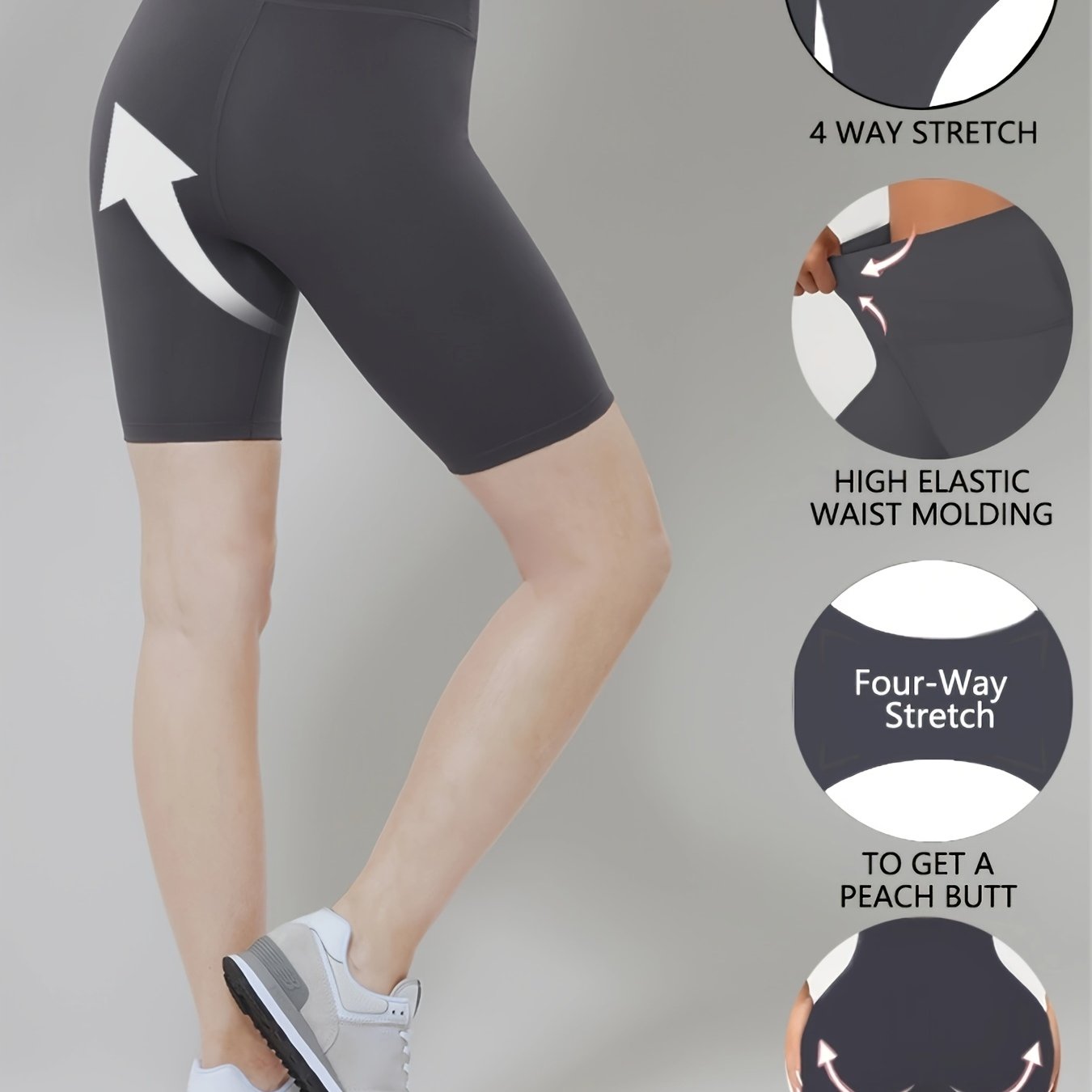 Elastic waistband shaping shorts and leggings for women.