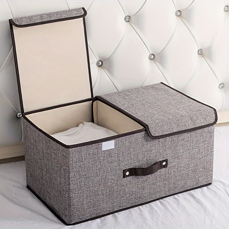 Fabric storage cube with handles that folds easily - great for storing underwear, socks, and organizing closets in the home, bedroom, or office.