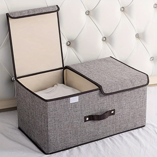 Fabric storage cube with handles that folds easily - great for storing underwear, socks, and organizing closets in the home, bedroom, or office.