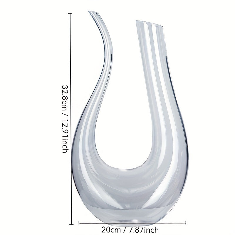 European-style crystal wine decanter with U-shaped harp design for home or restaurant use.