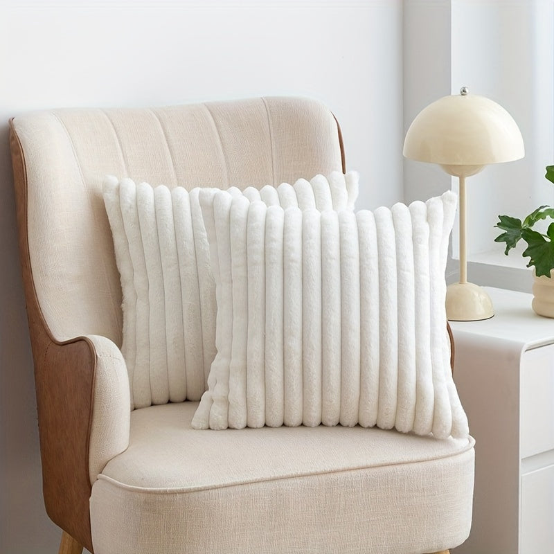 Elevate your living room decor with the luxurious Faux Rabbit Fur Throw Pillow Cover. This soft, plush, and cozy cover features a drawstring closure for easy insertion, making it perfect for adding a touch of Nordic charm to your sofa. Machine washable