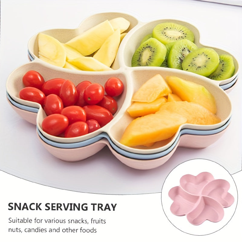 YUHUPHYLLIC 4-section heart-shaped tray for safe food contact with holiday themes - perfect for serving appetizers, desserts, condiments, snacks, fruits, nuts, candy, and chips. Ideal for Christmas, Halloween, Easter, Hanukkah, and Thanksgiving.