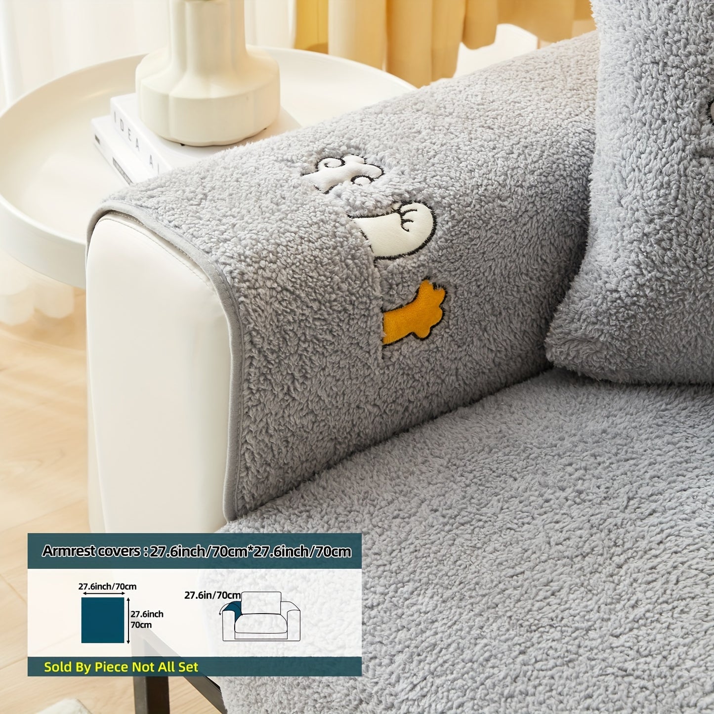 Sherpa sofa slipcover - dog friendly, plush, non-slip protector for furniture in any room.