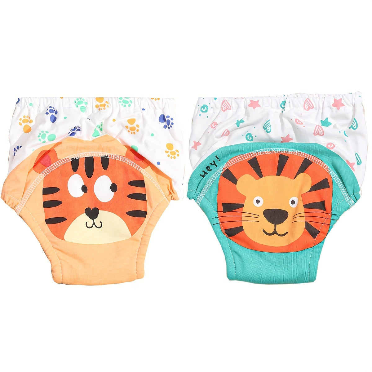 Cotton Training Pants 2-Pack for Toddlers Ages 0-3, Waterproof Baby Underwear with Cartoon Prints, Unisex Learning Diapers, Breathable Cloth Potty Training Pants