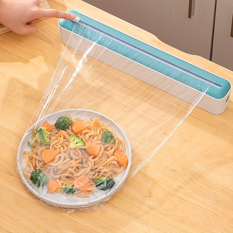 Plastic Film Cutter with Magnetic Dispenser for Fresh Film, Refrigerator Friendly Universal Cutting Box, Refillable Dispenser with Cutter for Plastic Packaging, Kitchen Essential for Tin Paper Cutting and More