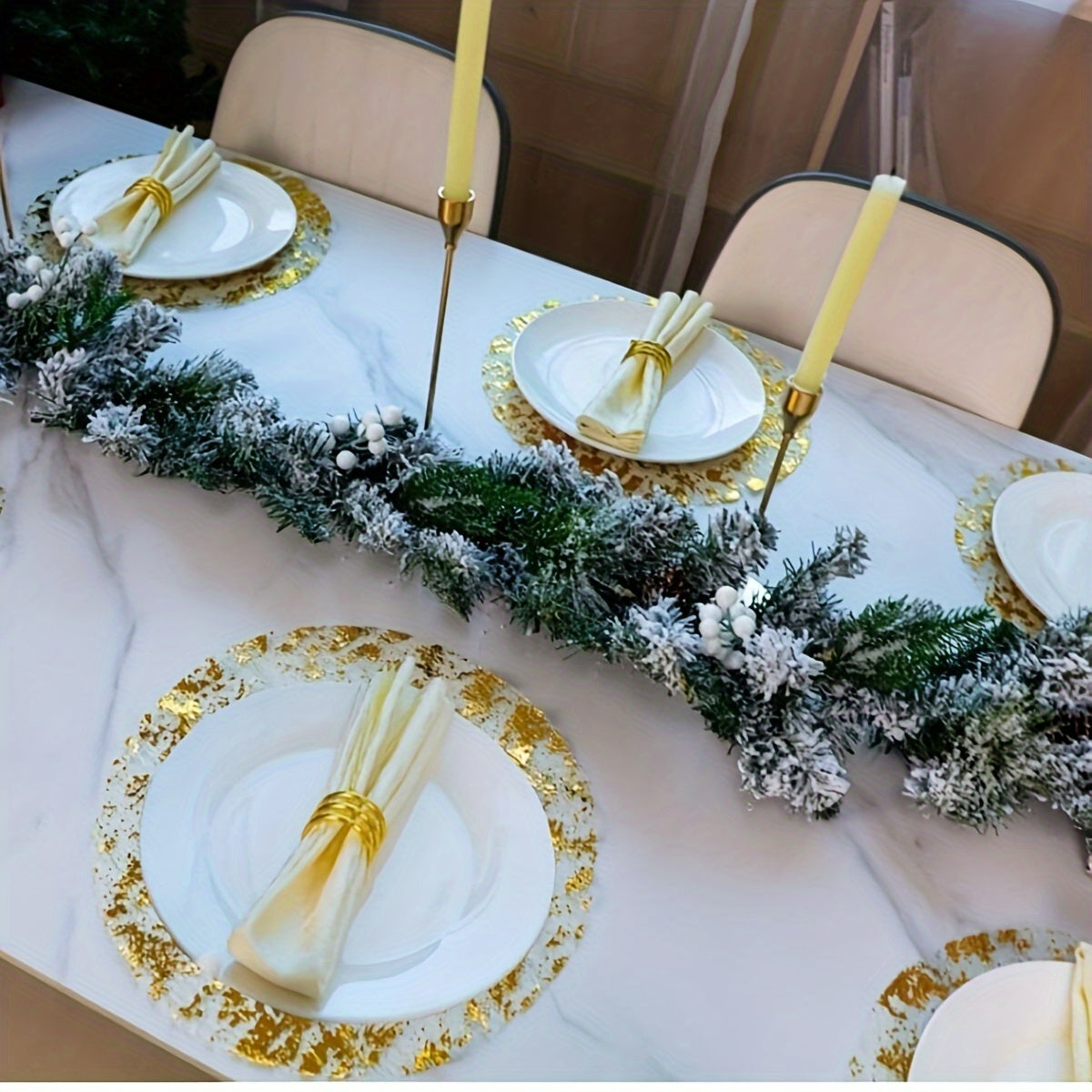 12 Golden Foil Round Placemats for weddings, parties, banquets, and restaurant decor.