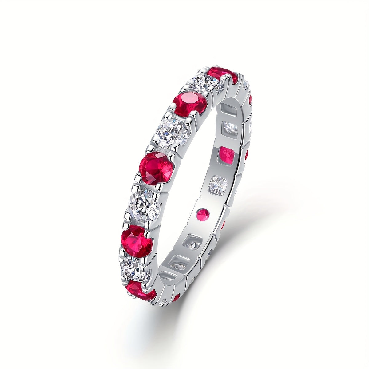 Moissanite and Lab-Grown Emerald/Ruby/Sapphire Ring in 925 Sterling Silver with 18k Gold Plating, Suitable for Both Women and Men. Ideal as a Wedding Ring or as a Perfect Gift for any Occasion, whether it be Everyday Wear or Milestone Celebrations.