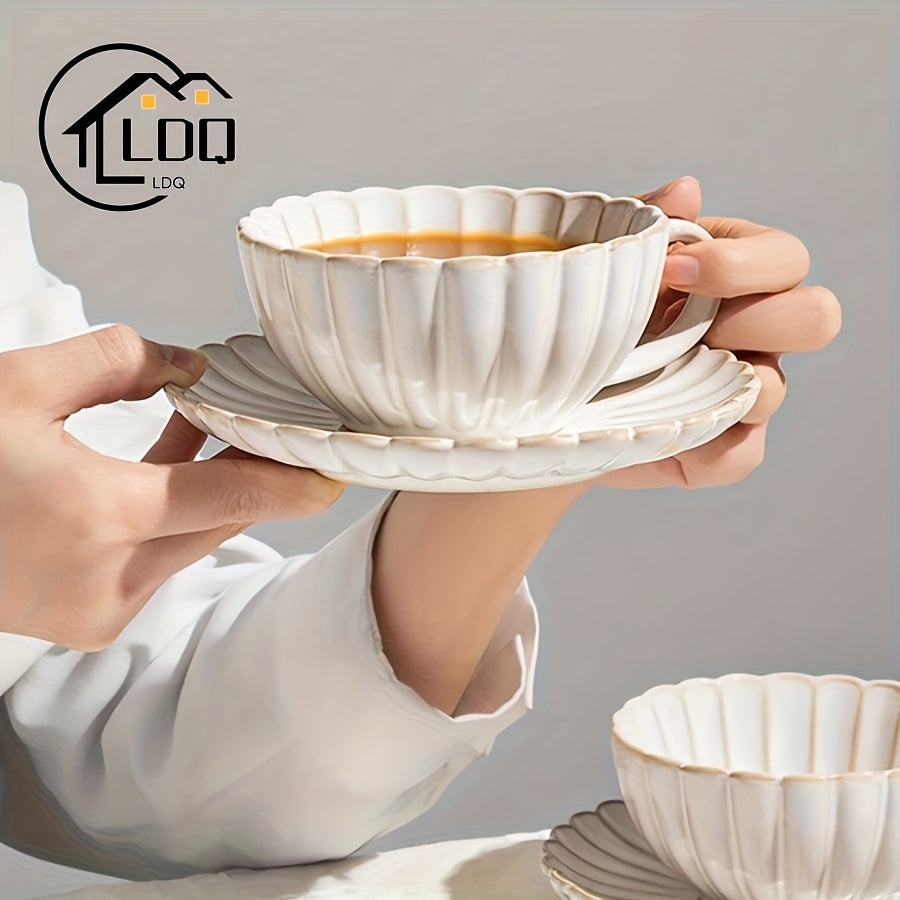 Elegant Ceramic Teacup & Saucer Set, Ideal for Tea Parties, Garden Gatherings, and Gifts