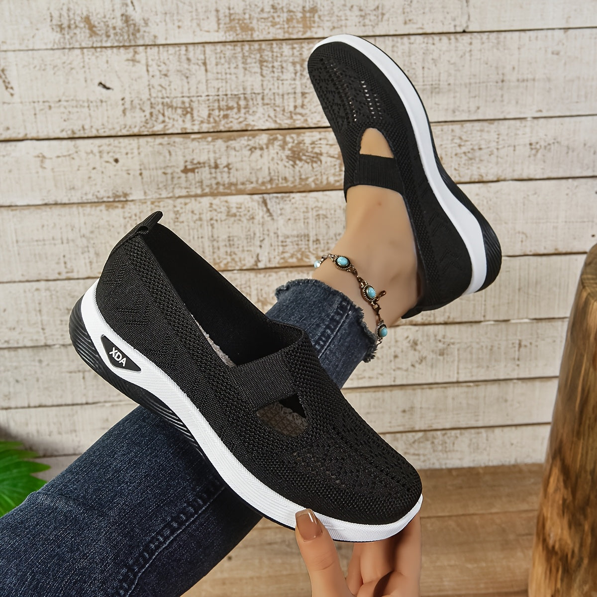 Casual slip on sneakers for women, lightweight and breathable with fabric upper and rubber sole, perfect for spring and summer.