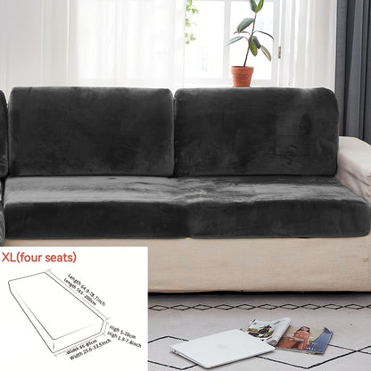 Golden Velvet Sofa Cover provides winter warmth and dustproof furniture protection. Easy to clean with elastic fabric, it offers full coverage and universal anti-slip design. Also serves as an anti-cat scratch back cover, cloth cushion cover suitable for