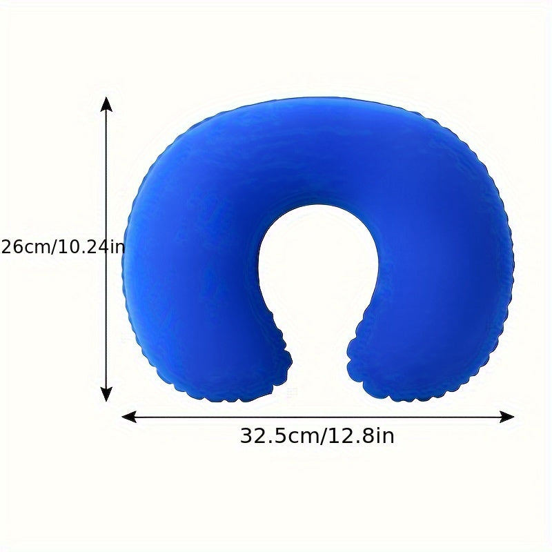 Inflatable C-Shaped Travel Pillow for Car and Airplane - Neck Support Round Pillow