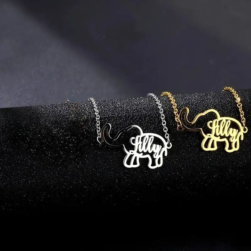 Stylish 18K Golden Plated Stainless Steel Bracelet featuring a Hollow Elephant design and customizable name. This Boho Style accessory is perfect for everyday wear and makes a great gift for special occasions like Christmas and Valentine's Day.