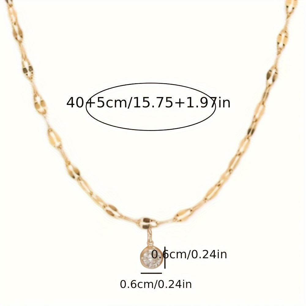 Nooxian Elegant and Sexy 18K Gold Plated Zirconia Pendant Necklace, Stainless Steel Jewelry Perfect for Daily Wear and Special Occasions