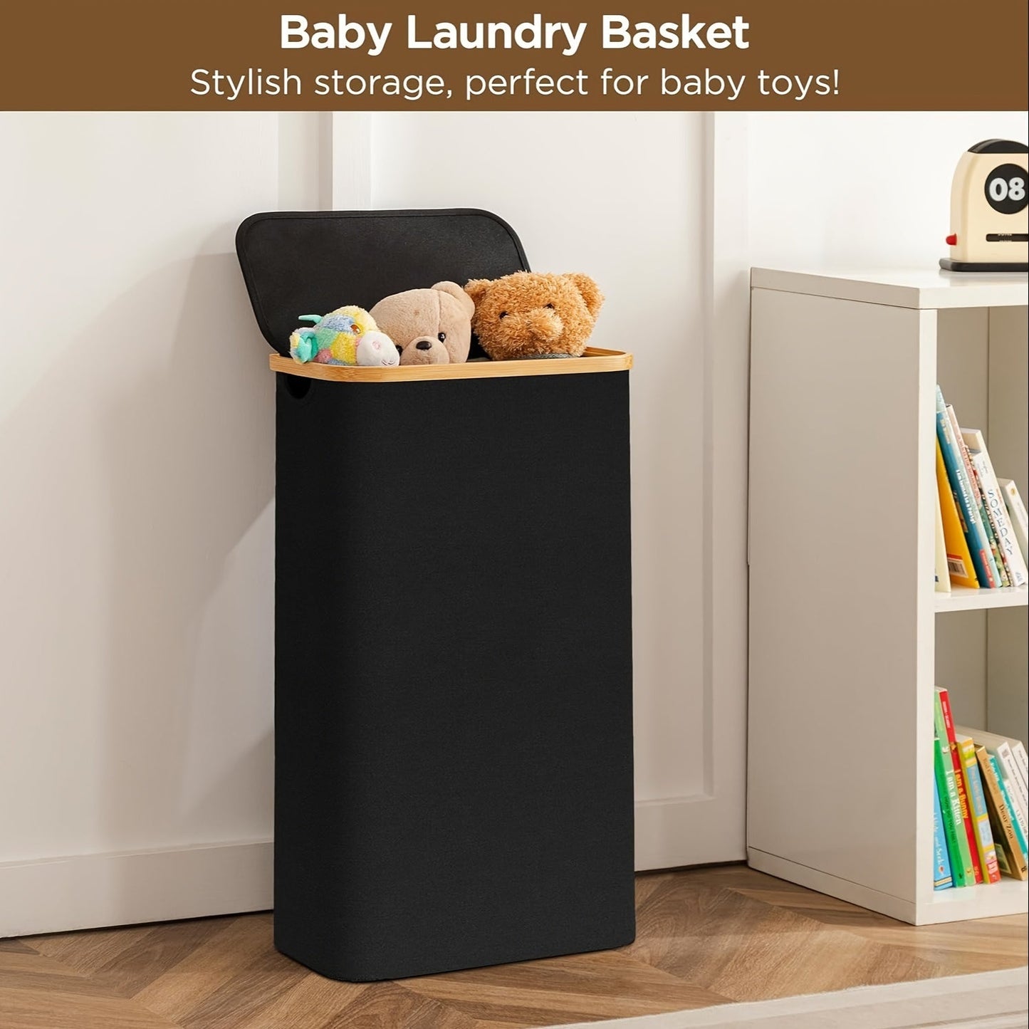 Ultra-thin and modern, this bamboo laundry basket comes with a lid and detachable bag for convenient storage in your bedroom, bathroom, laundry room, or dorm. With a 60L capacity, this foldable rectangular hamper is perfect for all your laundry needs.