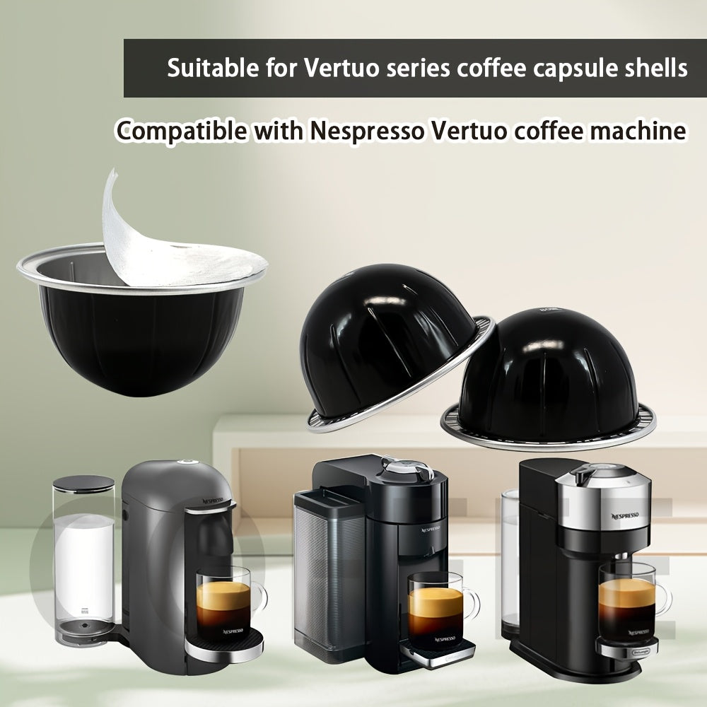 High-Quality Refillable Aluminum Coffee Pods in Black for Nespresso Vertuo - Set of 1 with Sealing Foil