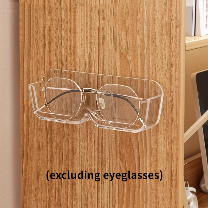 1 piece of Space-Saving Wall-Mounted Eyeglasses Holder, Stylish Display & Storage Tray without the need for drilling, made of plastic. Ideal for organizing women's fashion accessories and eyewear.