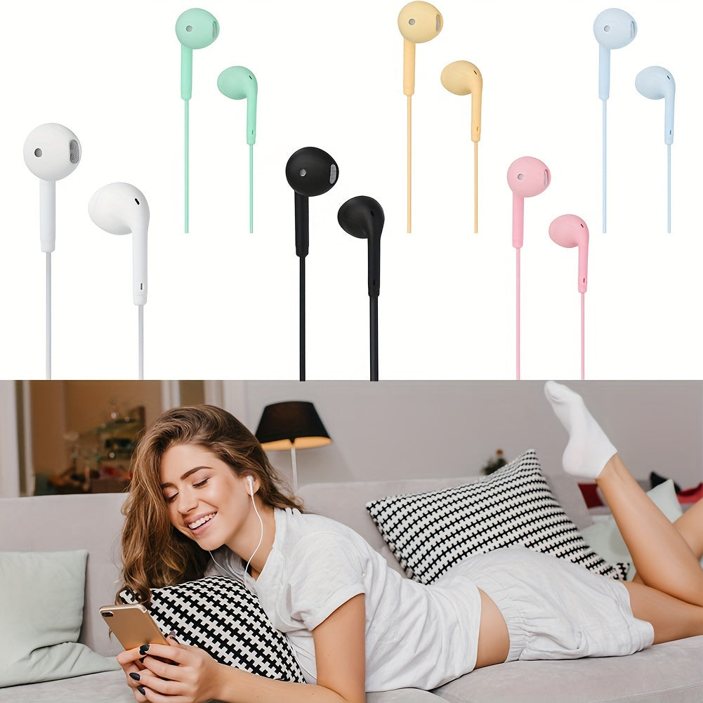 Anime-inspired wired earphones with microphone, 3.5mm jack, noise isolation, volume control, tangle-free cable, semi-open-back design, various color options, suitable for cellphones, great