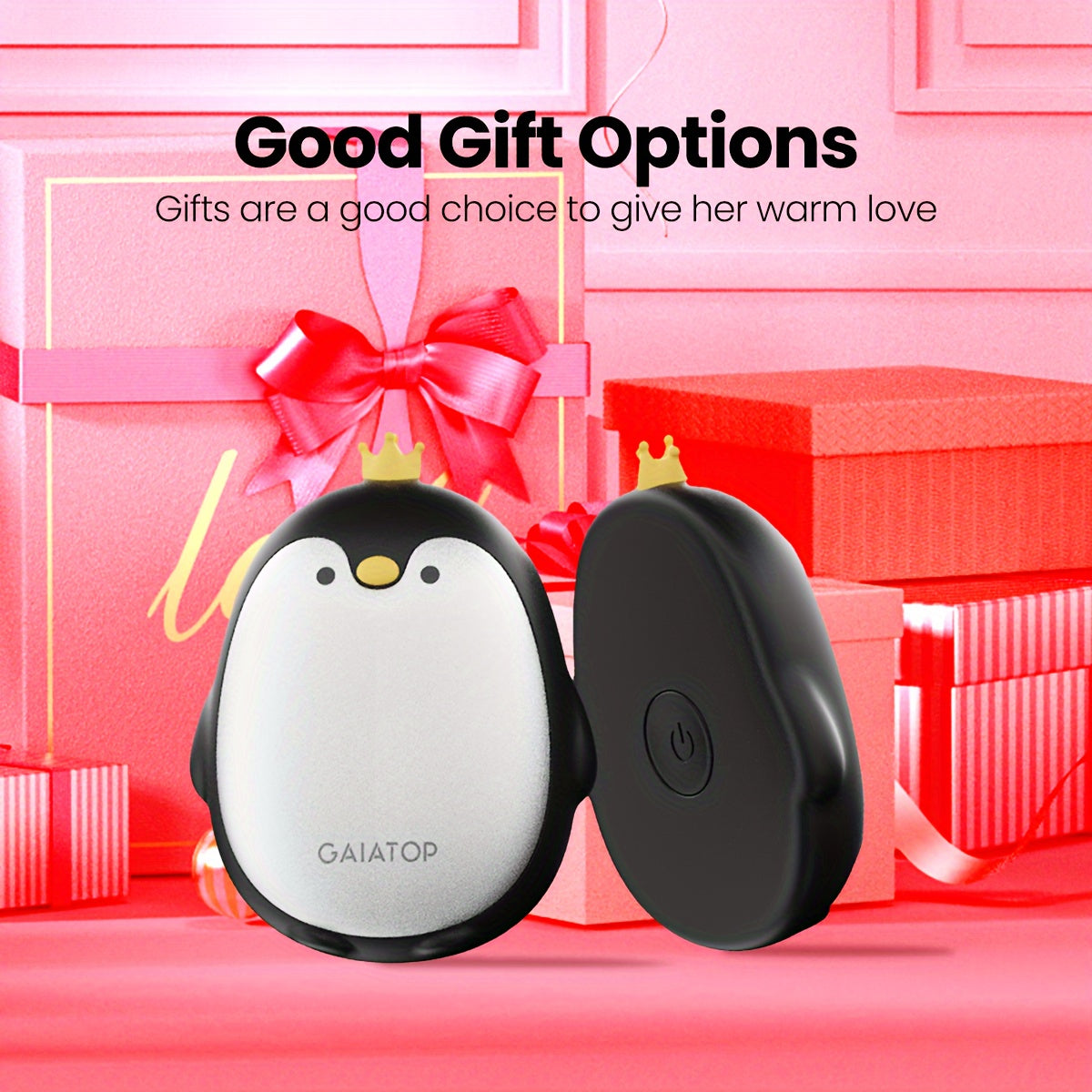 Get two of the Gaiatop Penguin Hand Warmers in this convenient 2-pack! These rechargeable electric heaters come with 3 heat settings and can provide 2-5 hours of usage. They are portable pocket warmers that come with a USB cable for easy charging.