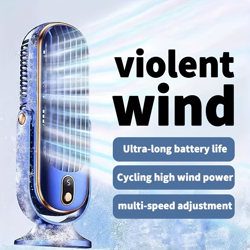 Ideal Gift for Christmas & Valentine's Day - Portable Dual Motor Fan with Large Battery, 5-Speed Table Fan featuring 720° Oscillation, USB Rechargeable Plastic Fan with Built-in Lithium Battery, Perfect for Home, Office, Travel, Camping, Indoor & Outdoor