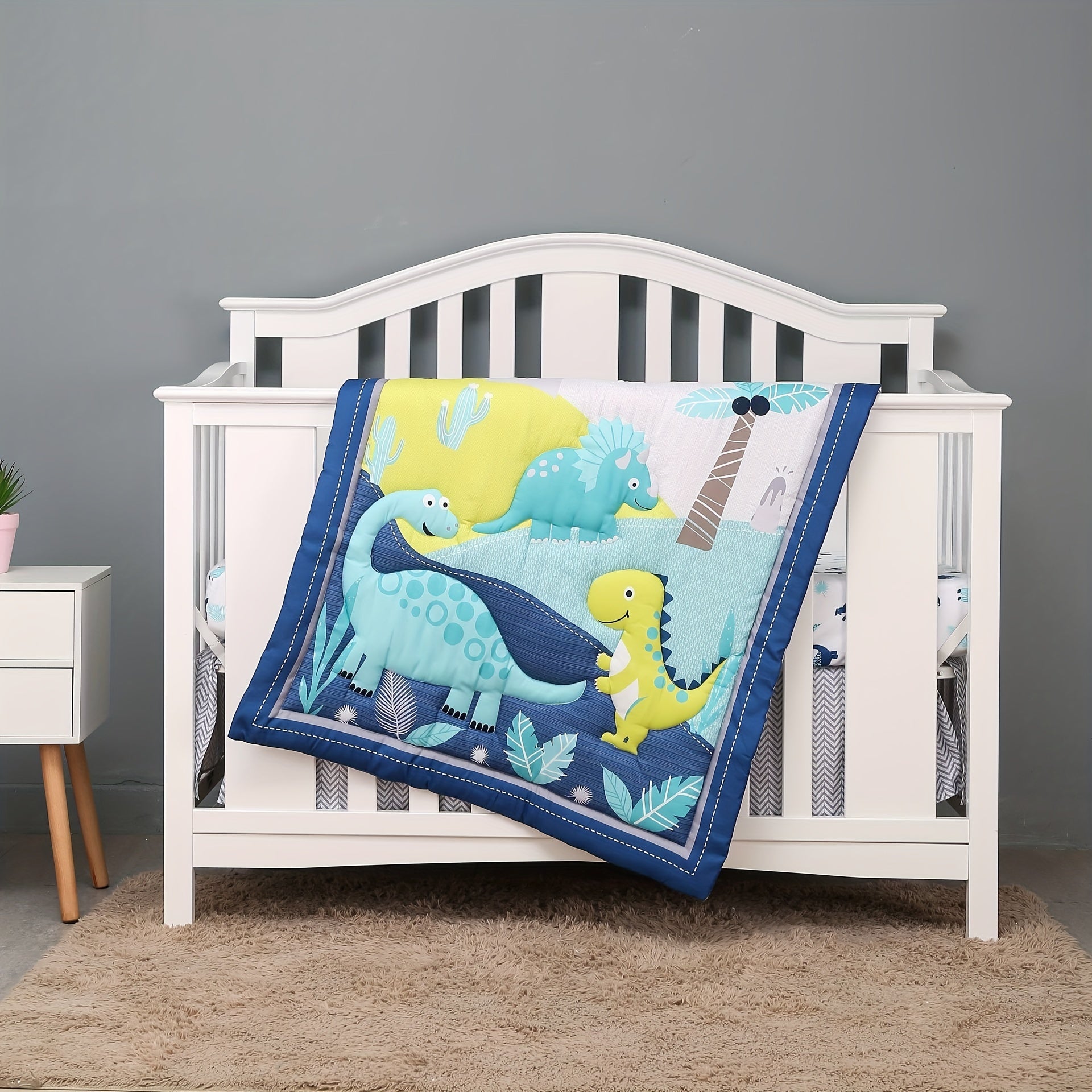 Soft Dinosaur Crib Bedding Set with 3 Pieces - the Perfect Gift for Baby