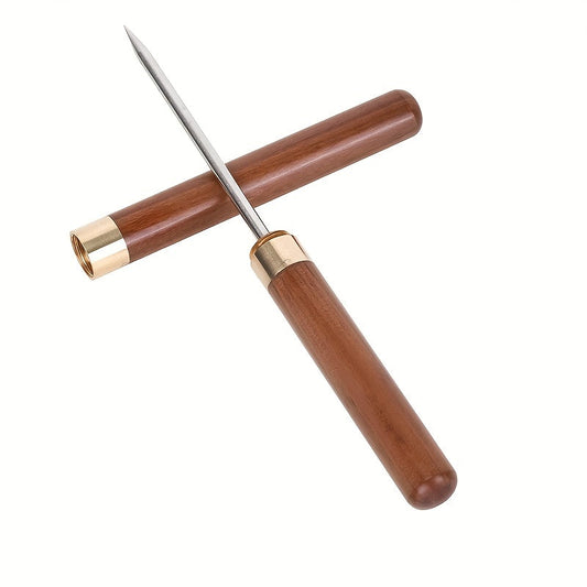 Portable stainless steel ice pick with wooden handle cover, suitable for breaking ice in the kitchen, home, bars, and during picnics. Ideal for bartenders and a must-have portable tool for ice handling.