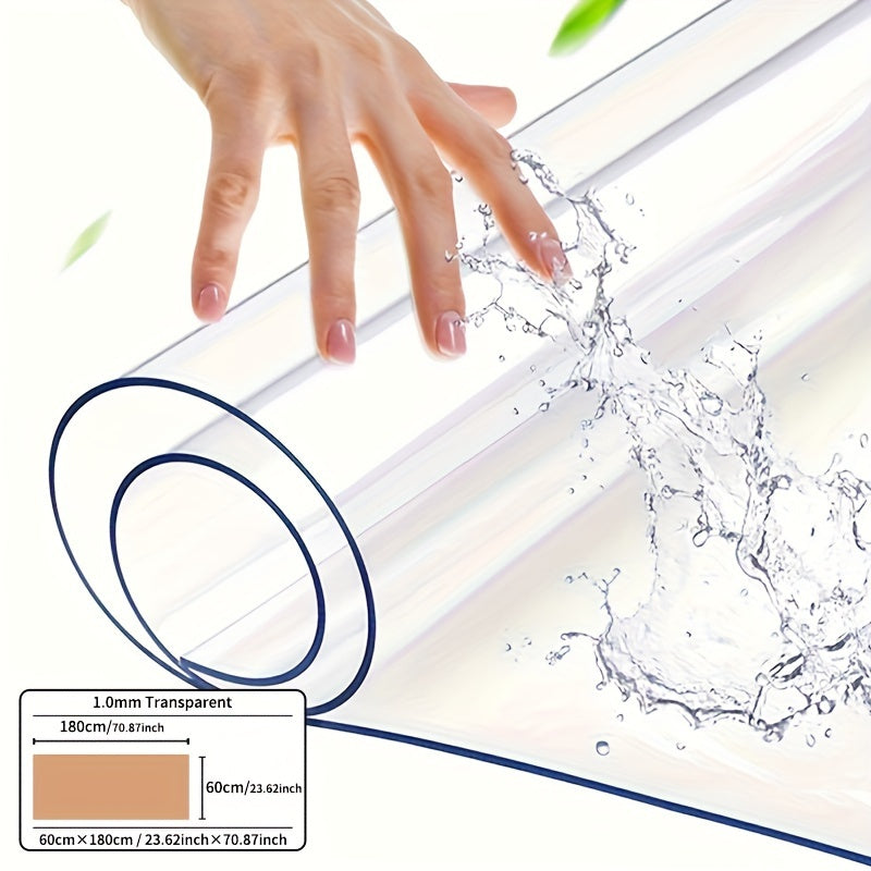 1 pc 1.0mm PVC transparent table cloth, scratch and heat resistant, protective film for home and hotel dining and coffee tables.