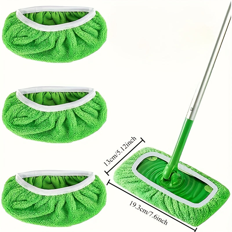 3 Reusable Microfiber Mop Pads - This flat floor mop cloth is washable, durable, and dust-repellent, perfect for wet and dry cleaning. Easy to clean, machine washable, and long-lasting cleaning supplies for home and office.