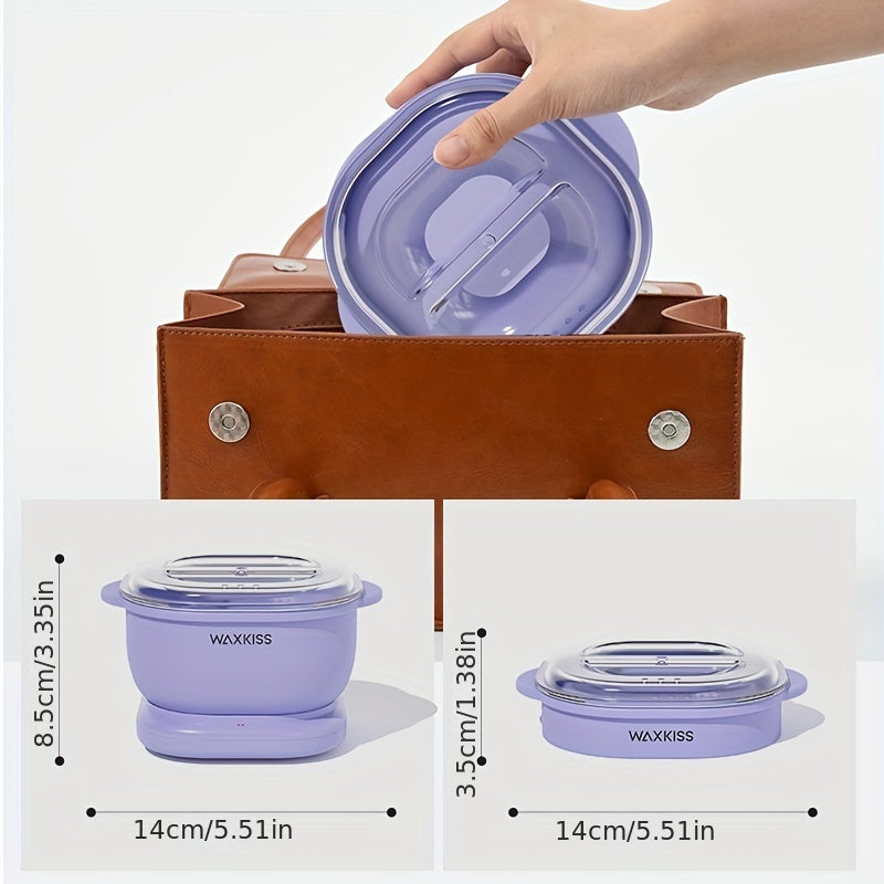 WAXKISS Purple Silicone Wax Warmer Kit with 500ml capacity, includes Hard Wax Beads & Wooden Sticks for hair removal. Suitable for salon and home use.