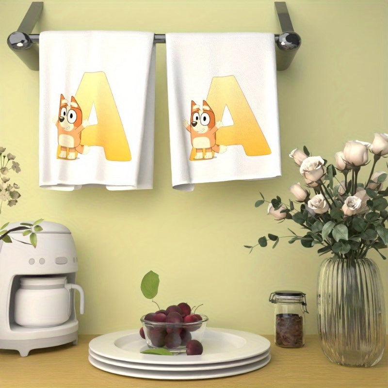 Brighten up your kitchen with these 2 Cartoon Style Alphabet Kitchen Towels, measuring 45.72*66.04 cm each. Perfect for kids, these fun and colorful dish towels feature cute letter designs. Add a touch of uniqueness to your home with these cartoon