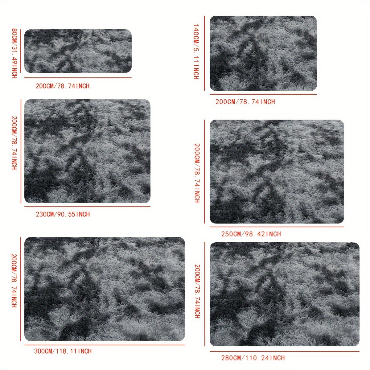 Luxurious Dark Grey Tie-Dye Plush Area Mat - Ultra-Soft with Thick Sponge Padding for Comfort, Durable, Easy to Clean; Perfect for Living Room, Bedroom, and Game Room. Available in Multiple Sizes. Great for adding style and comfort to your living space.