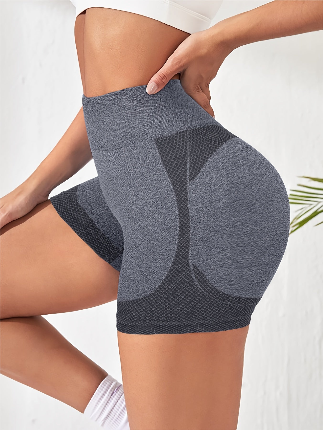 5-Pack High Waisted Hip Lifting Yoga Shorts for Women, Seamless Knit Fabric, Medium Support, 60% Polyester, 30% Polyamide, 10% Elastane, Solid Color, 245gsm - Lingerie & Underwear