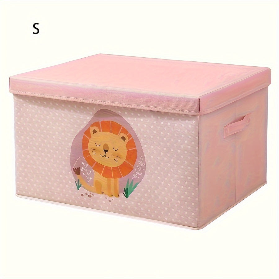 Large Capacity Fabric Storage Box with Lid featuring Cute Cartoon Bear & Dog Design - Dustproof Organizer for Clothes, Quilts - Perfect for Home Use, Under-Bed Storage, and Clothes Organization