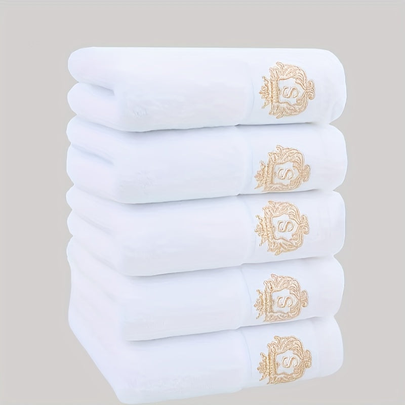 5 hand towels without Korean pattern, absorbent and quick-drying, super soft and skin-friendly, made of 93% cotton and 7% polyester, ideal for home bathroom use.