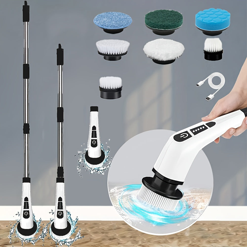 The perfect Christmas gift: Wireless Electric Rotating Scrubber Pro. With dual adjustable speeds, 7 replaceable brush heads, and an adjustable and detachable handle, this versatile tool is perfect for cleaning the shower, floor, bathroom, bathtub, and