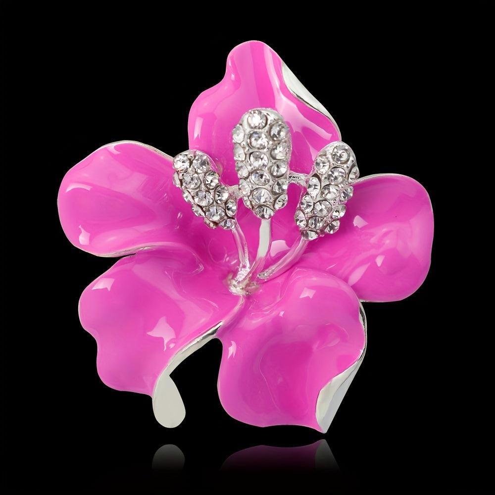 Stylish Flower Brooch Pins Made of High-Quality Alloy, Featuring a Unique Rose Design Adorned with Shimmering Rhinestones, Perfect for adding a touch of Glamour to Bridal and Wedding Attire