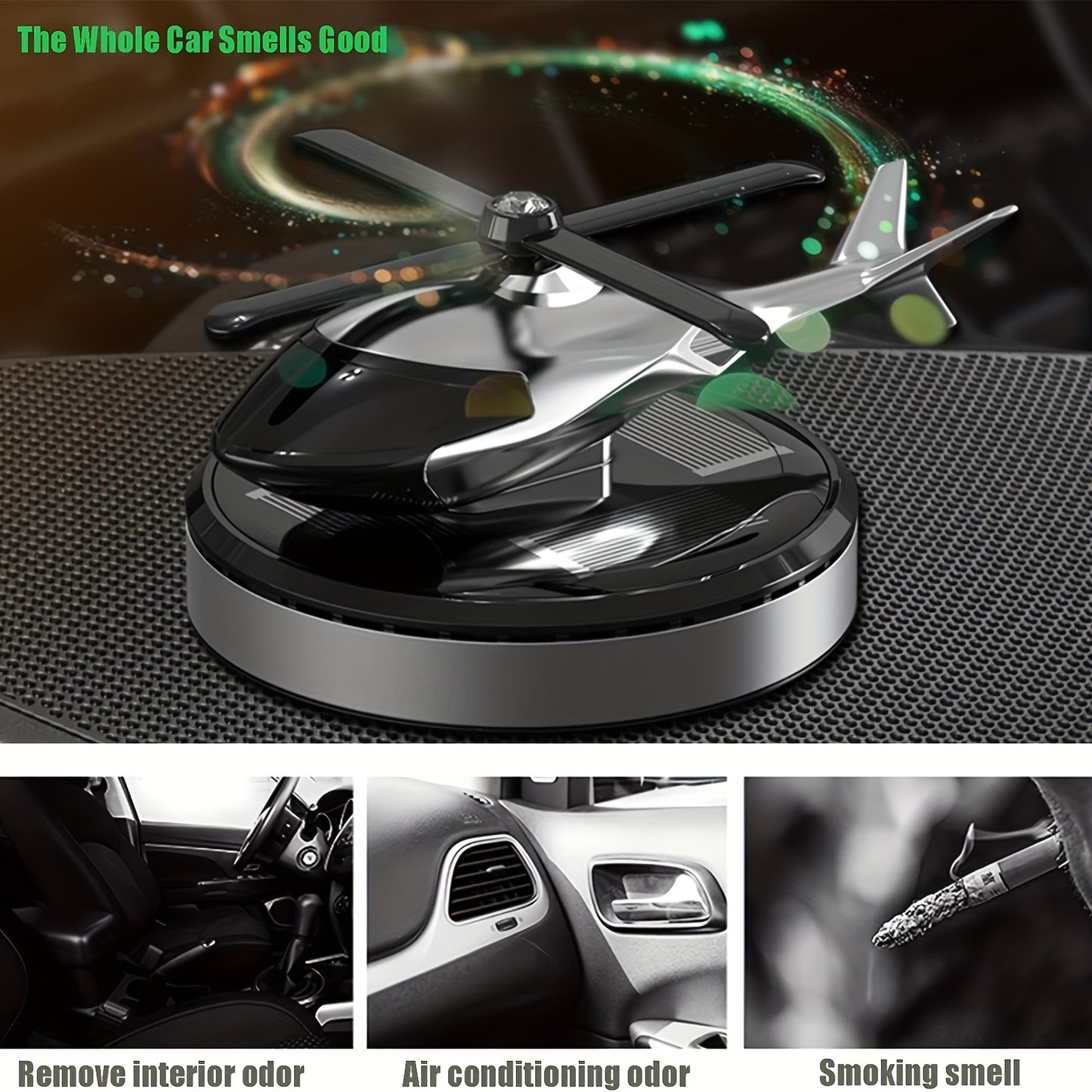 AAZRZRZ Solar-Powered Helicopter Car Air Freshener made of Aluminum Alloy with Long-Lasting Natural Fragrance for Men and Women.