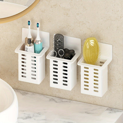 1 wall-mounted toothbrush holder for bathroom storage and organization with multifunctional toothpaste and toothbrush container.