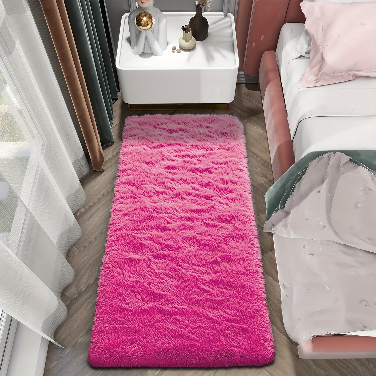 Soft Gradient Color Shaggy Area Mat, Polyester Mat for Living Room Bedroom Sofa Bedside Bay Window, Machine Washable, Available in Various Sizes